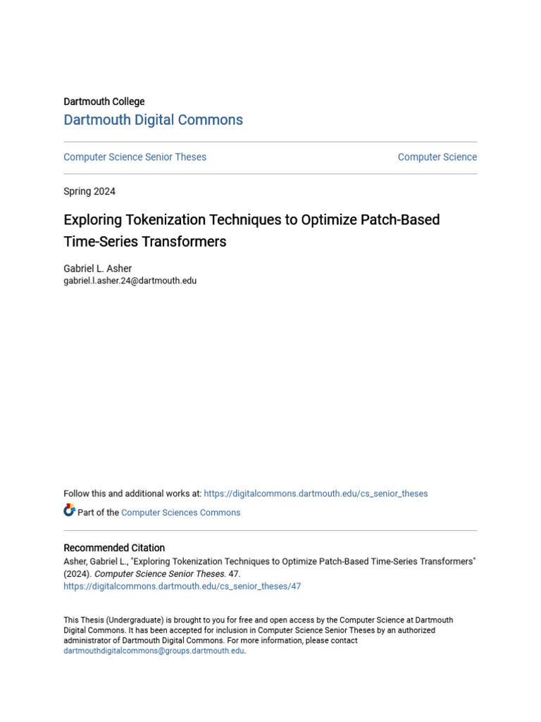 Exploring Tokenization Techniques to Optimize Patch-Based Time-Se | PDF ...