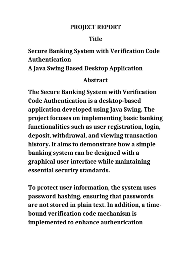 Final Secure Banking System Project Report | PDF | Password | Databases
