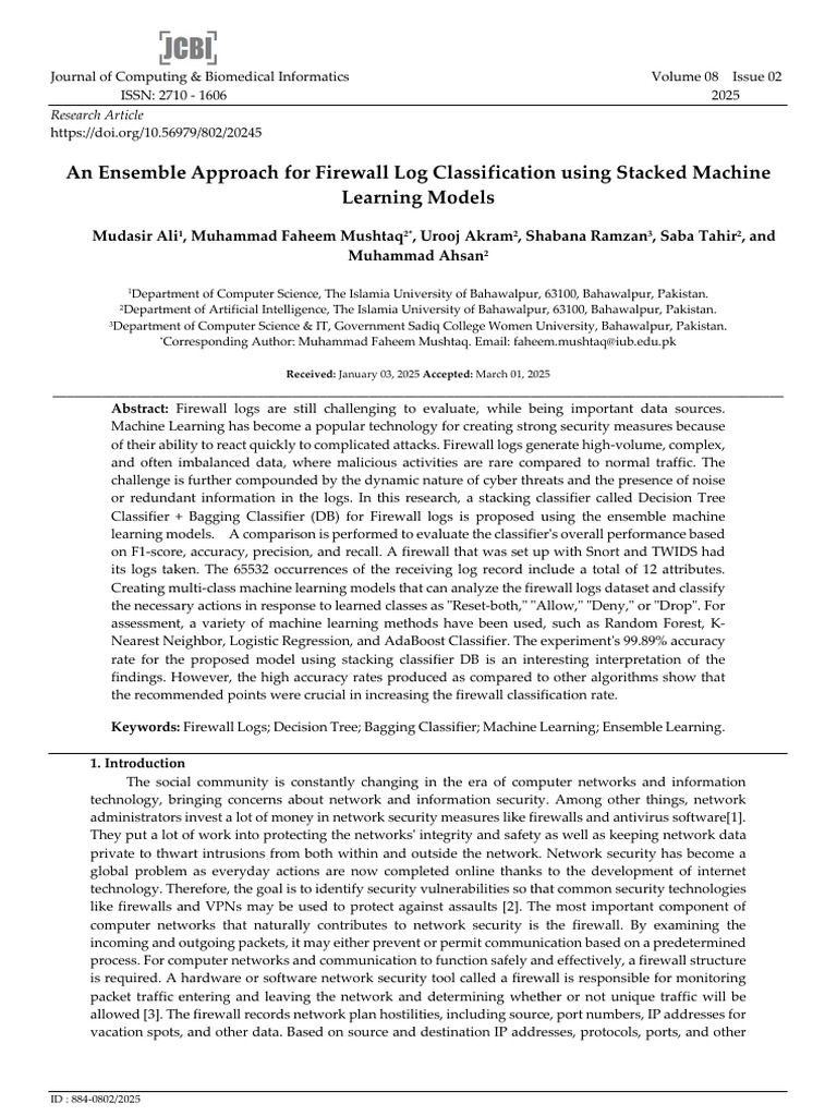 Firewall Log Classification with Ensemble ML | PDF | Machine Learning ...