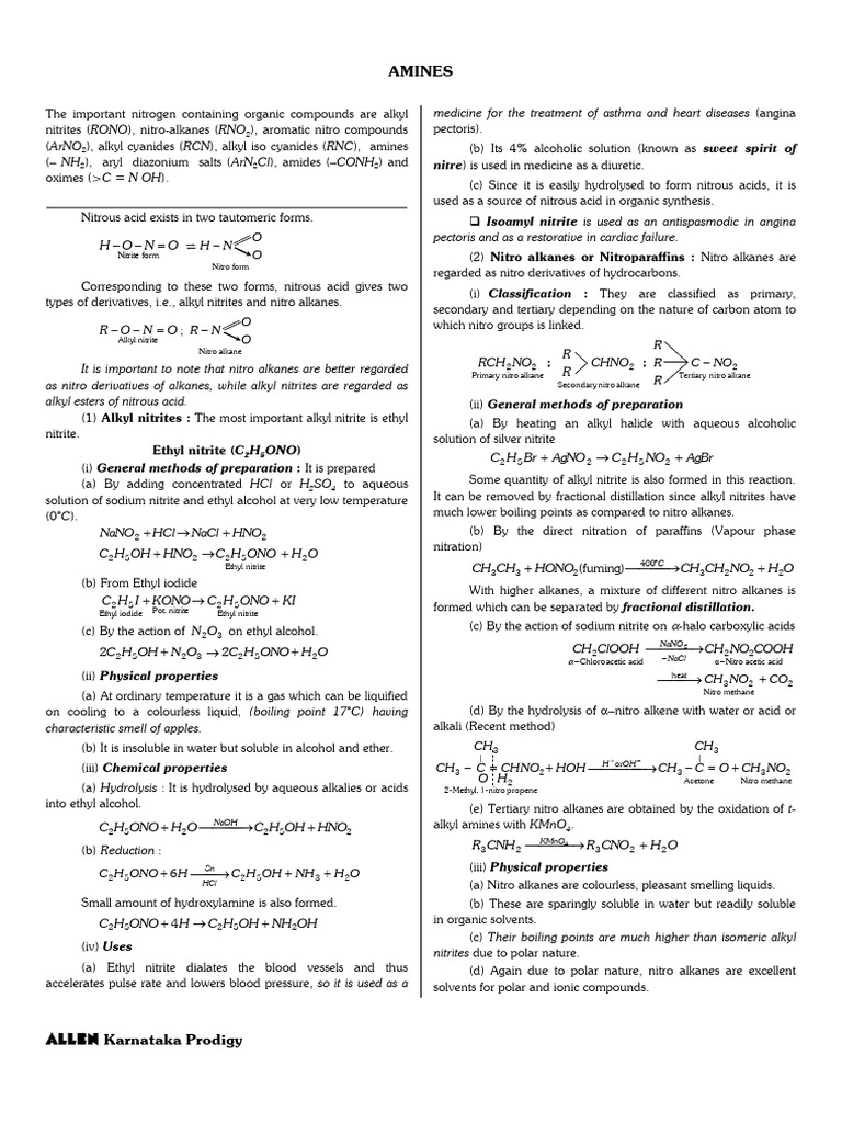 Overview of Amines and Nitro Alkanes | PDF | Amine | Alkane