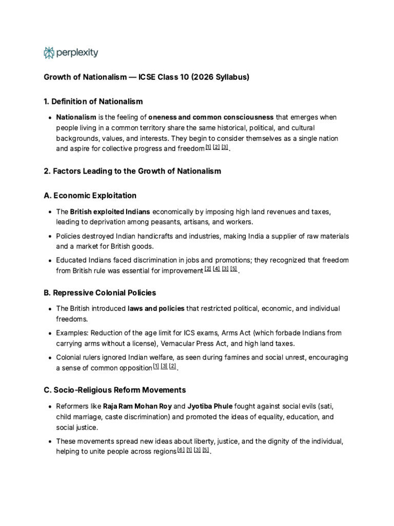 Growth of Nationalism in India | PDF | Nationalism | Indian National ...