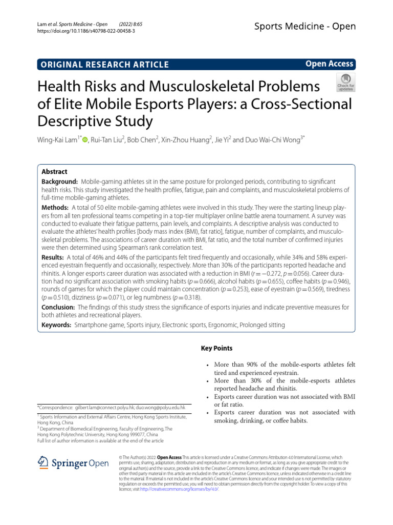 Health Risks in Elite Mobile Esports Players | PDF | Body Mass Index ...