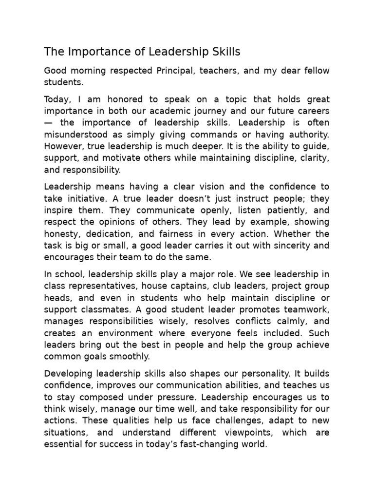 The Value of Leadership Skills | PDF