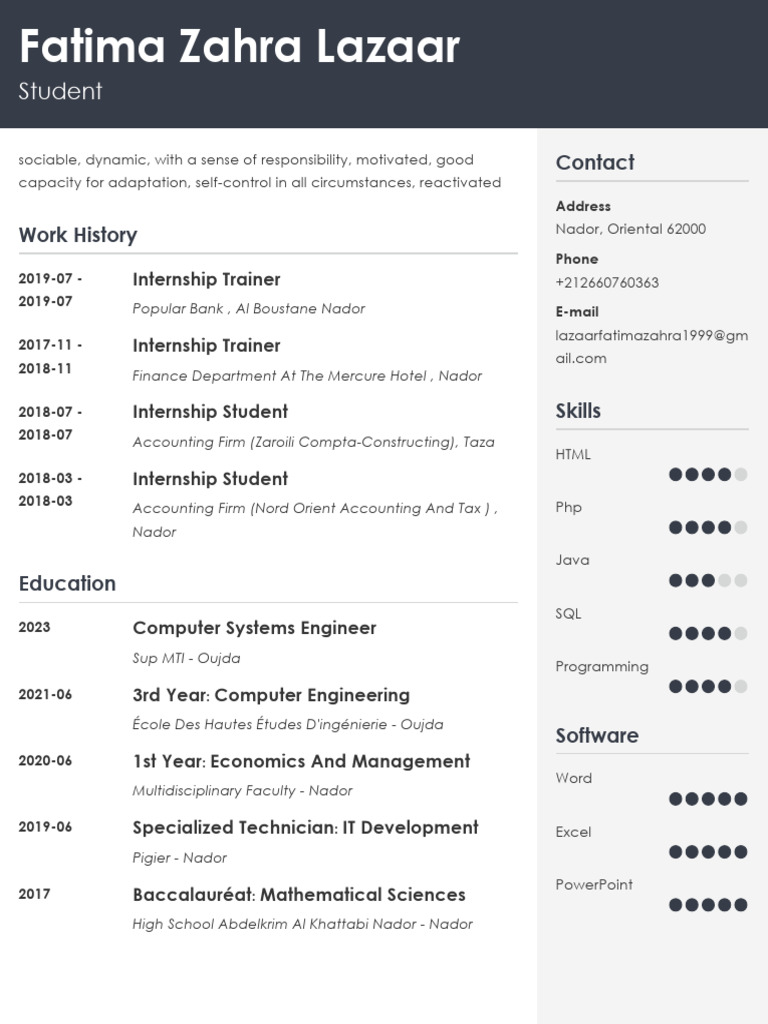 Fatima Zahra Lazaar Resume | PDF