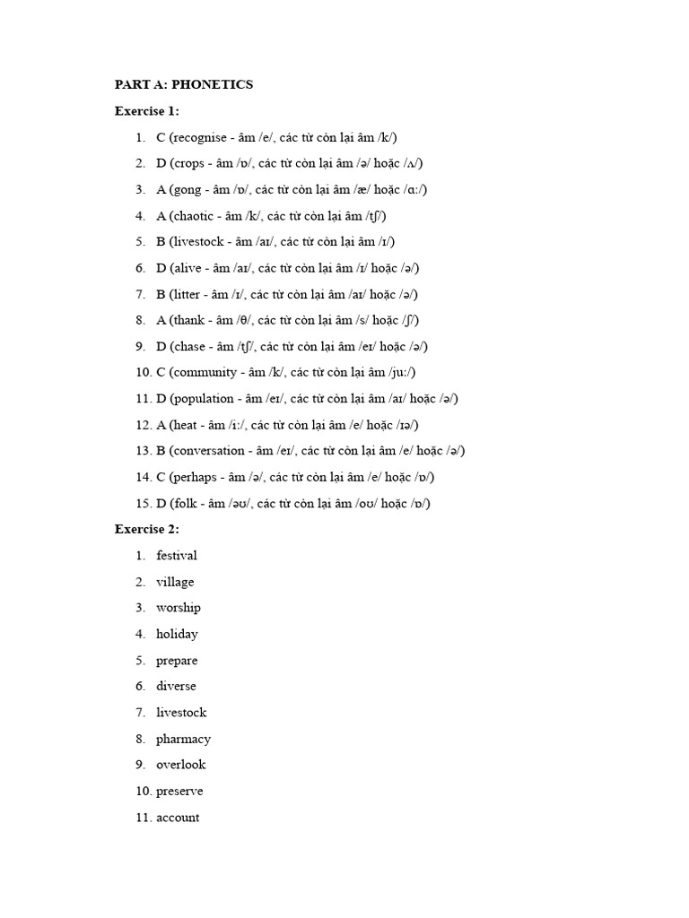 Phonetics and Vocabulary Exercises | PDF