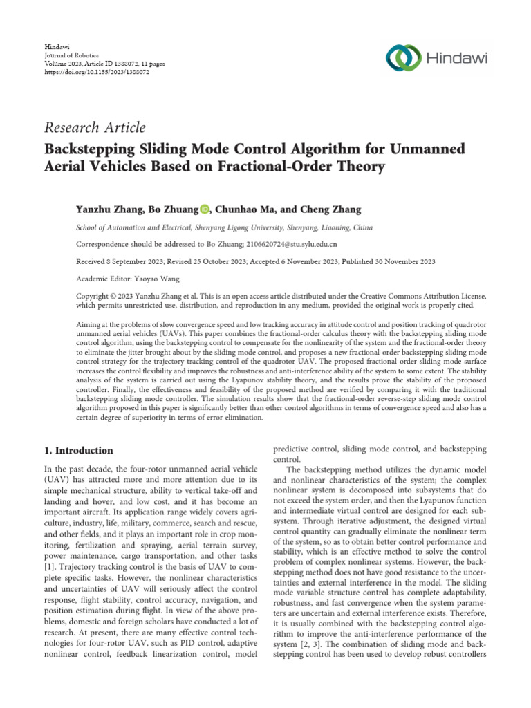 Backstepping Sliding Mode Control Algorithm for Un | PDF | Control ...