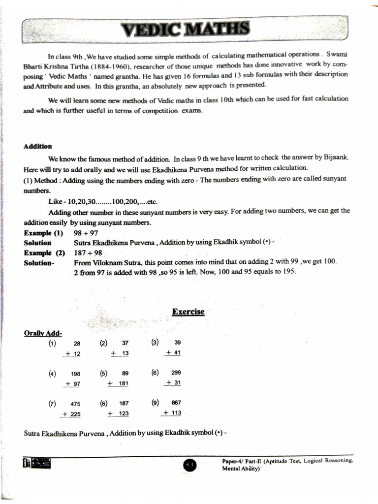 Vedic Maths | PDF