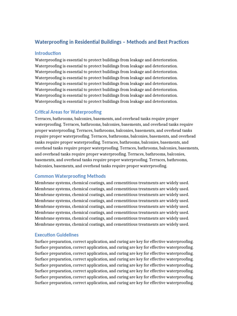 Essential Waterproofing Methods for Homes | PDF | Basement | Building ...