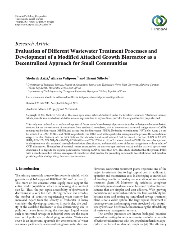 Wastewater Treatment Process Evaluation | PDF | Sewage Treatment | Sewage