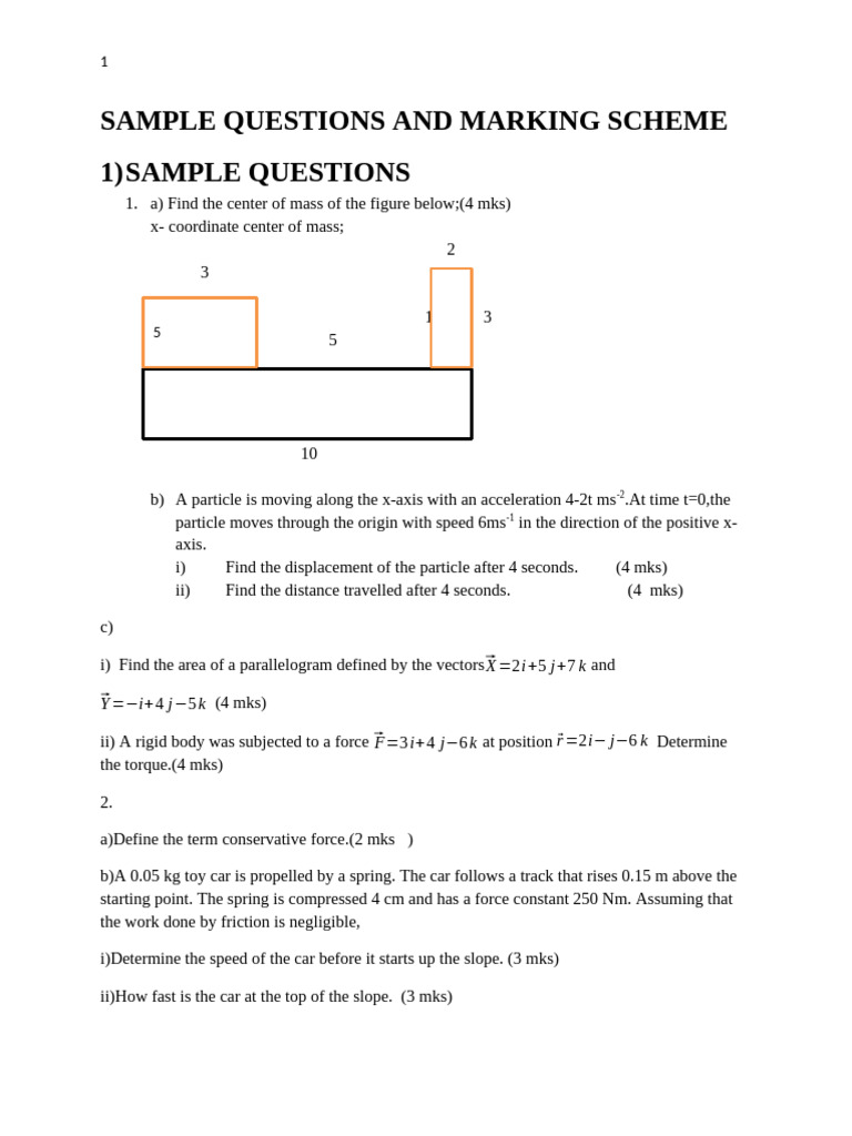 Physics Sample Questions & Marking Scheme | PDF | Rotation Around A ...