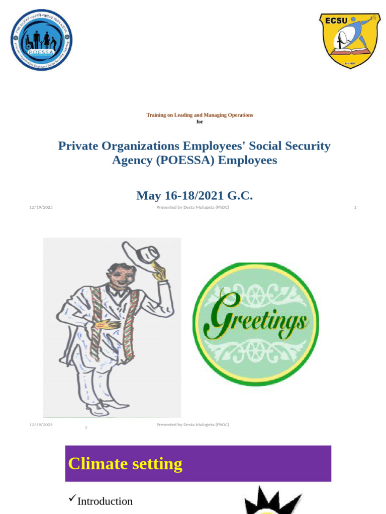 POESSA Operations Management Training | PDF | Leadership | Goal