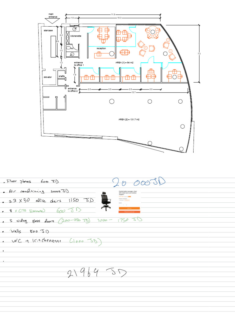 Office Space Area and Cost Breakdown | PDF