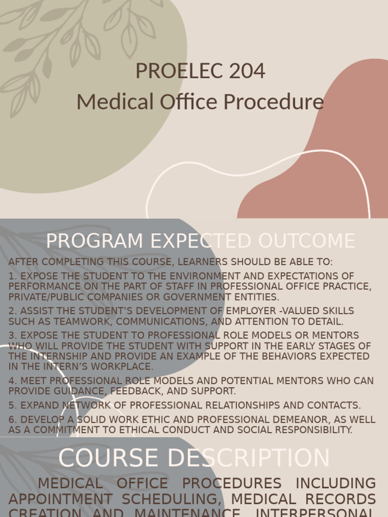 Medical Office Procedures Course Overview | PDF | Medical Prescription ...
