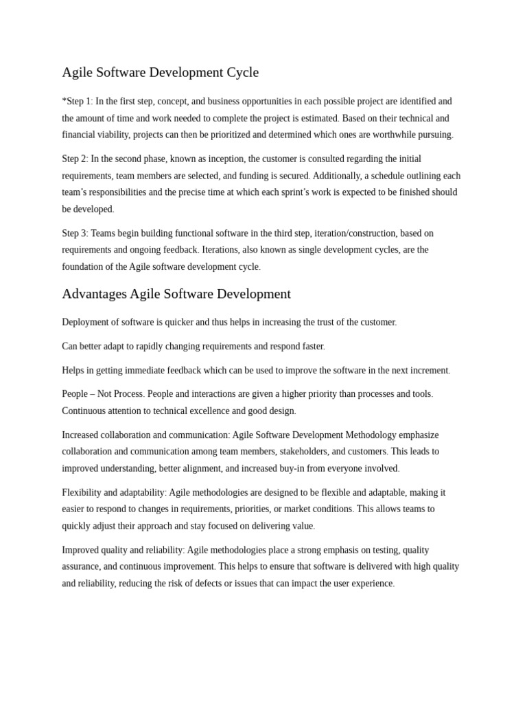 Agile Software Development Cycle | PDF | Agile Software Development ...