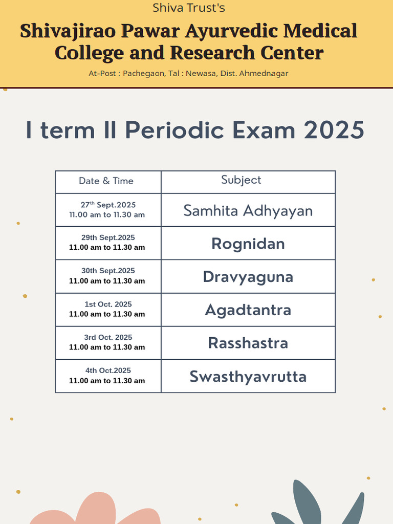 I Term II Exam Schedule 2025 | PDF