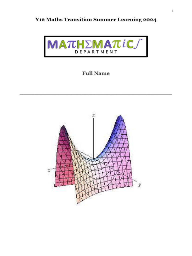 A Level Maths Transition Summer Learning 24 | PDF | Mathematics
