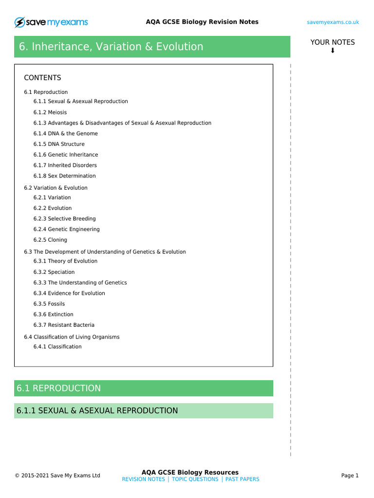 Inheritance, Variation & Evolution | PDF | Biological Evolution ...