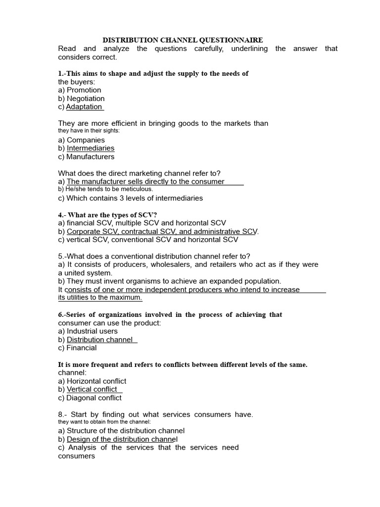 215379551-Distribution Channels Questionnaire | PDF | Private Sector ...