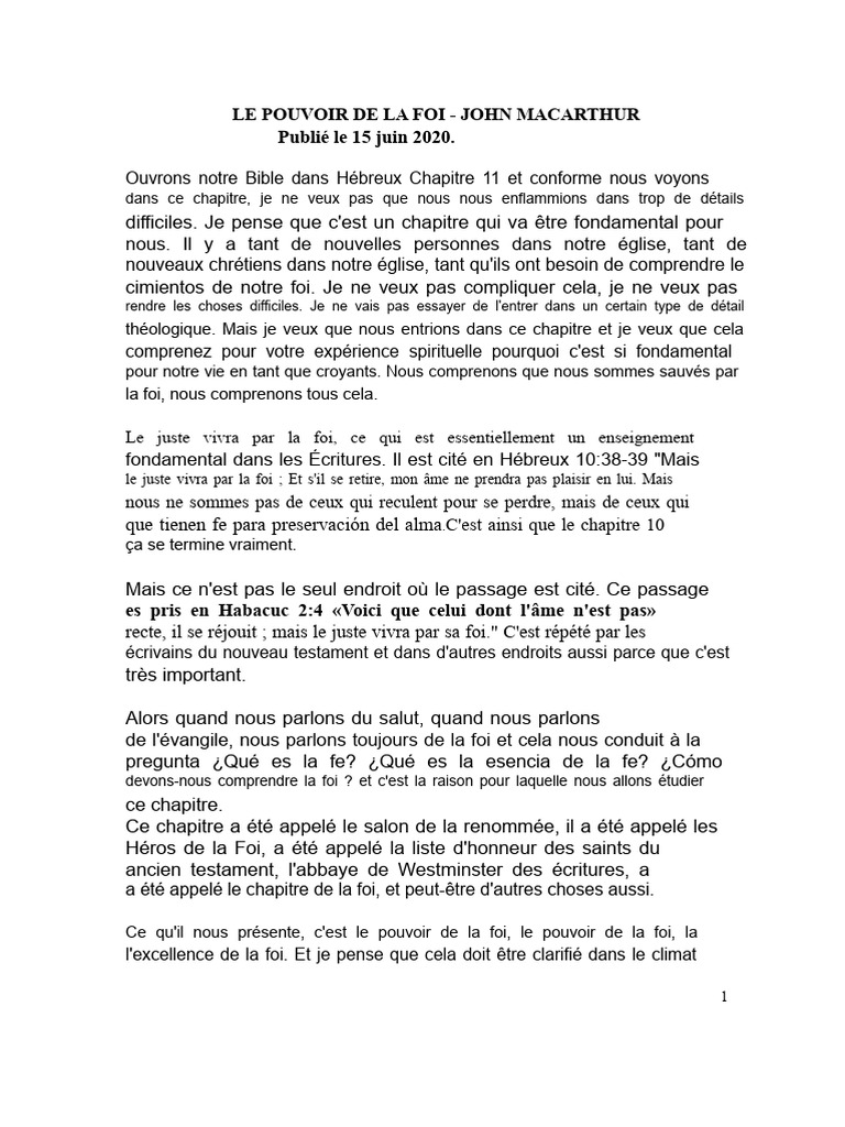 La Foi : Fondements et Puissance | PDF | Dieu | Épître aux Hébreux
