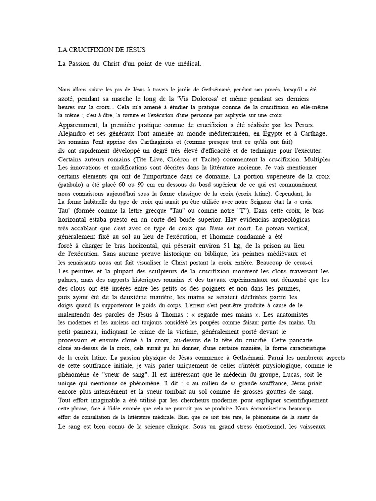 Analyse médicale de la crucifixion de Jésus | PDF | Ponce Pilate ...