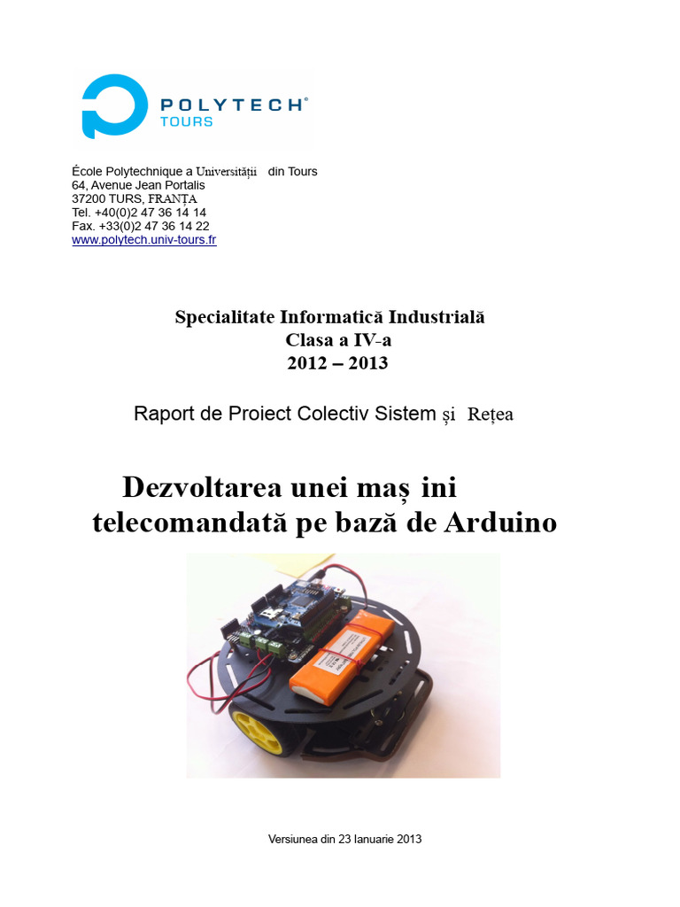 Raport Proiect Masina Baza Arduino PDF | PDF