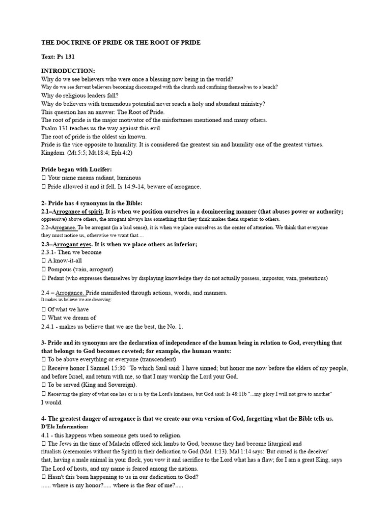 The Doctrine of Pride or the Root of Pride | PDF | Humility