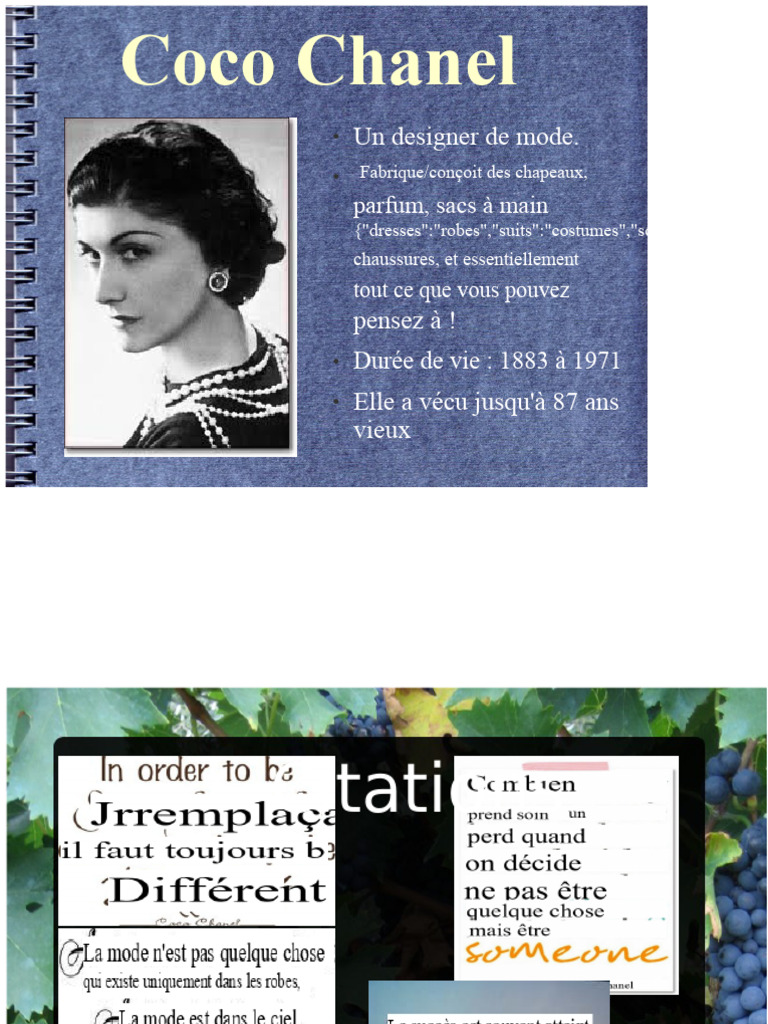 Coco Chanel : Icône de la mode et créatrice | PDF