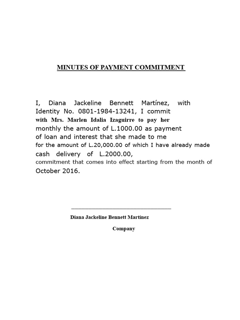 Loan Payment Commitment Agreement | PDF