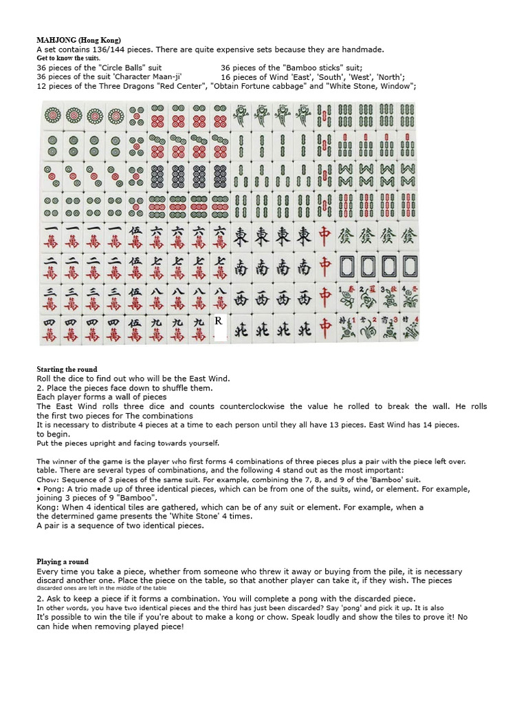 Mahjong Game Rules and Strategies | PDF | Mahjong | Playing Cards