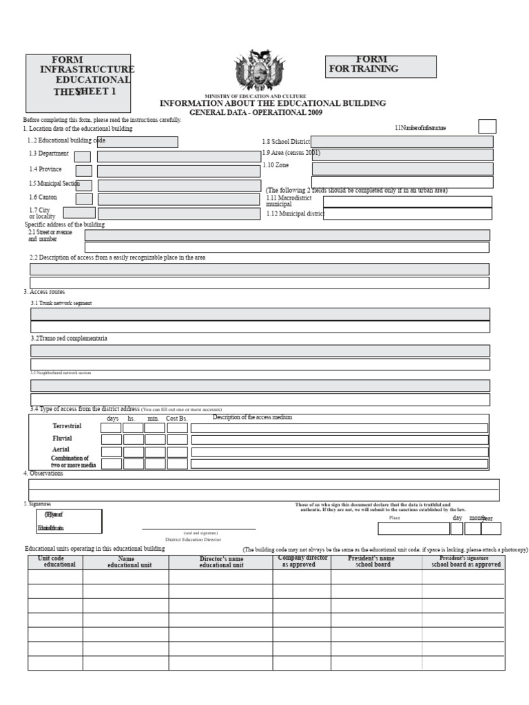 Educational Building Infrastructure Form | PDF | Bathroom | Lease
