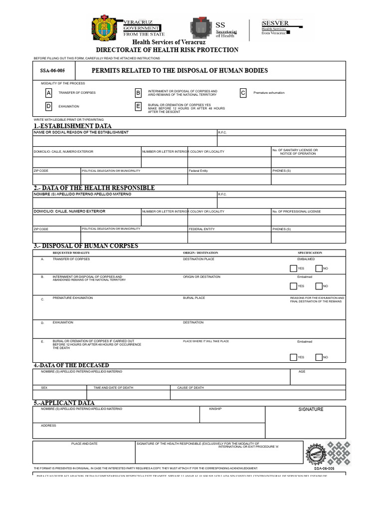 Human Corpse Disposal Permits Guide | PDF | Burial | Cremation