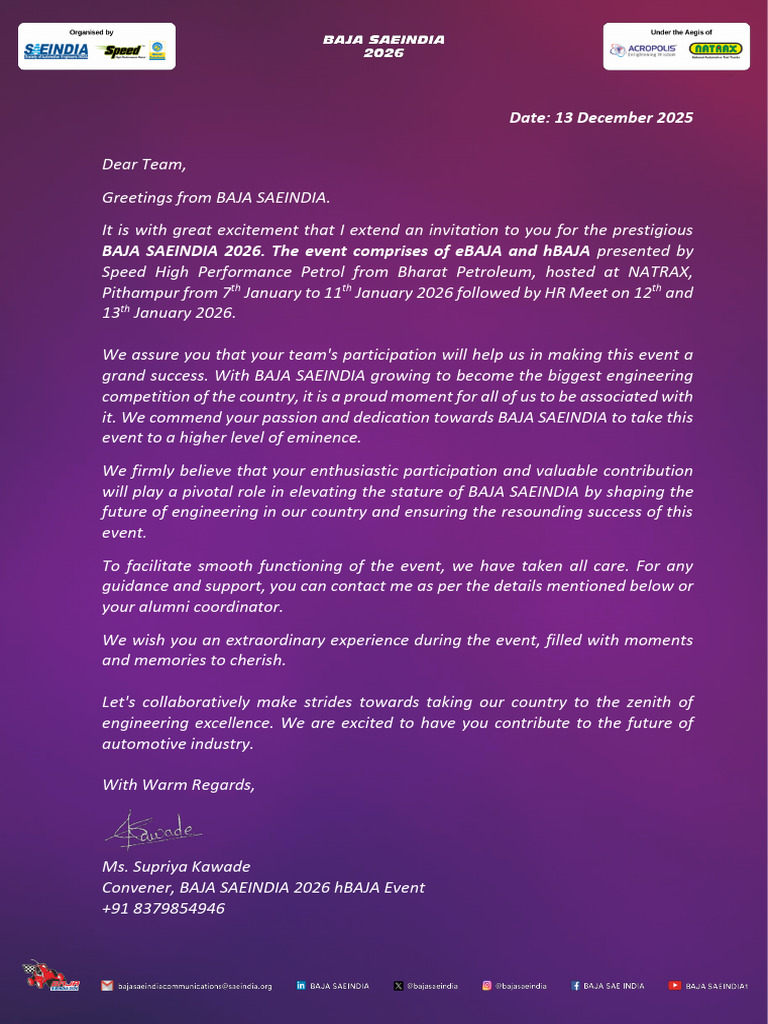 Welcome Letter - Team | PDF
