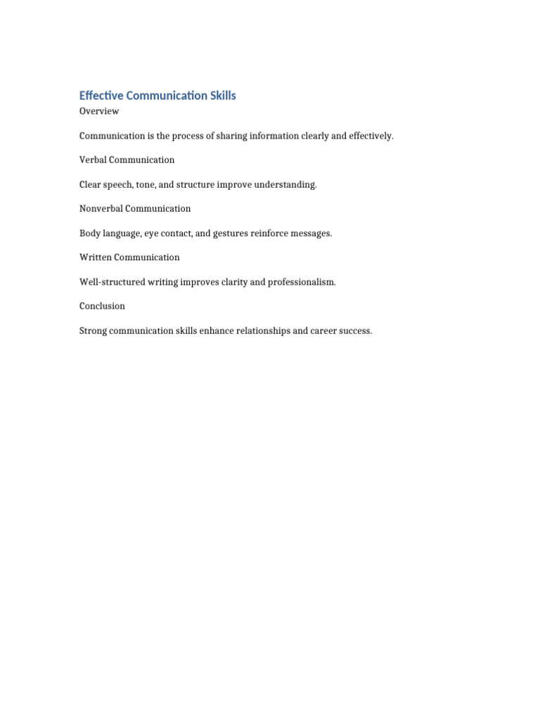 Effective Communication Skills | PDF
