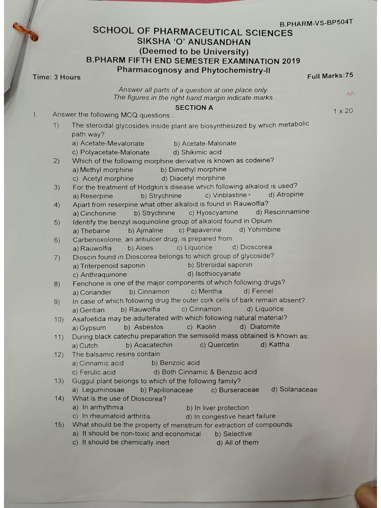 PYQ Pharmacognosy | PDF