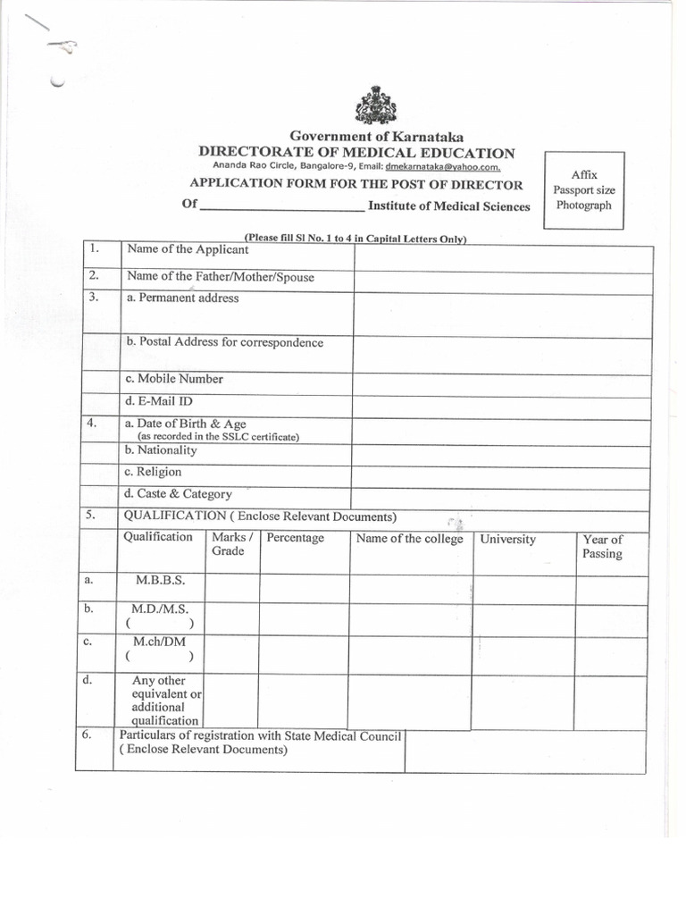 Application Format For The Post of Director VIMS | PDF
