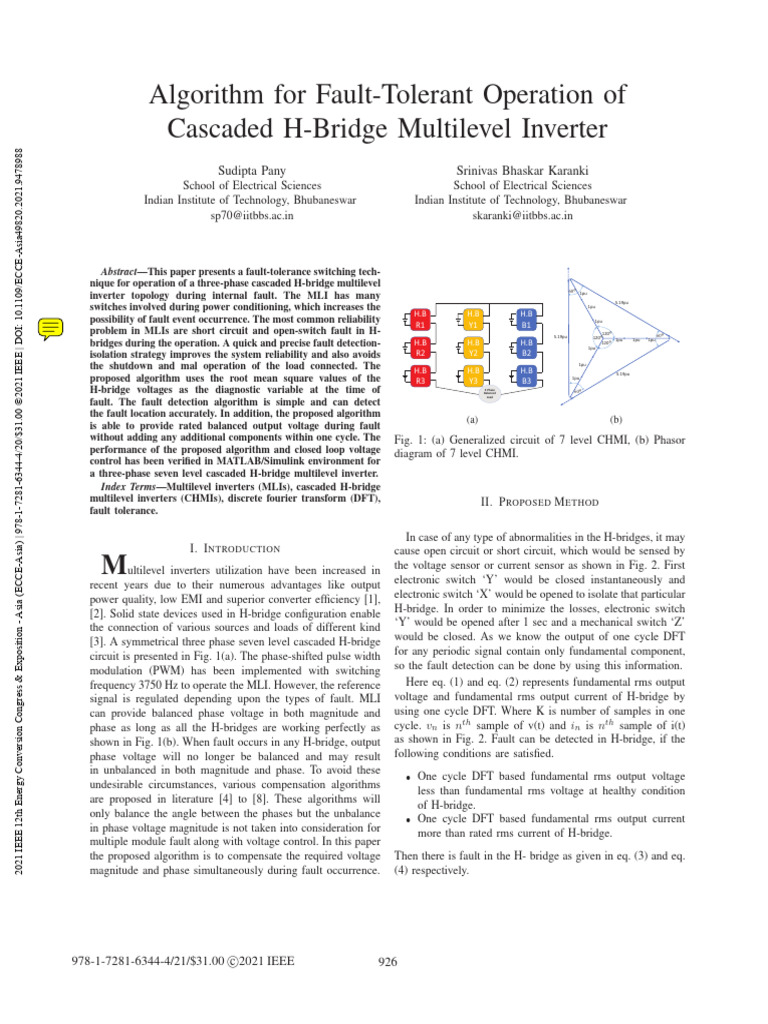 Fault-Tolerant Cascaded H-Bridge Inverter | PDF | Power Inverter ...