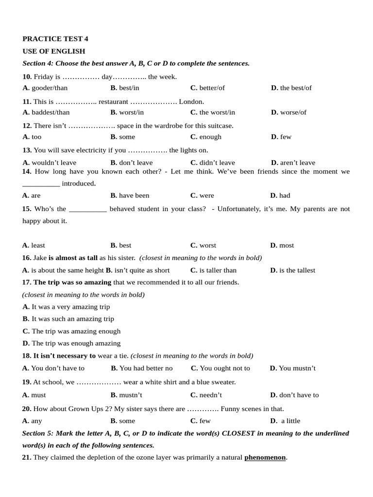 English Practice Test Questions | PDF | Through The Looking Glass