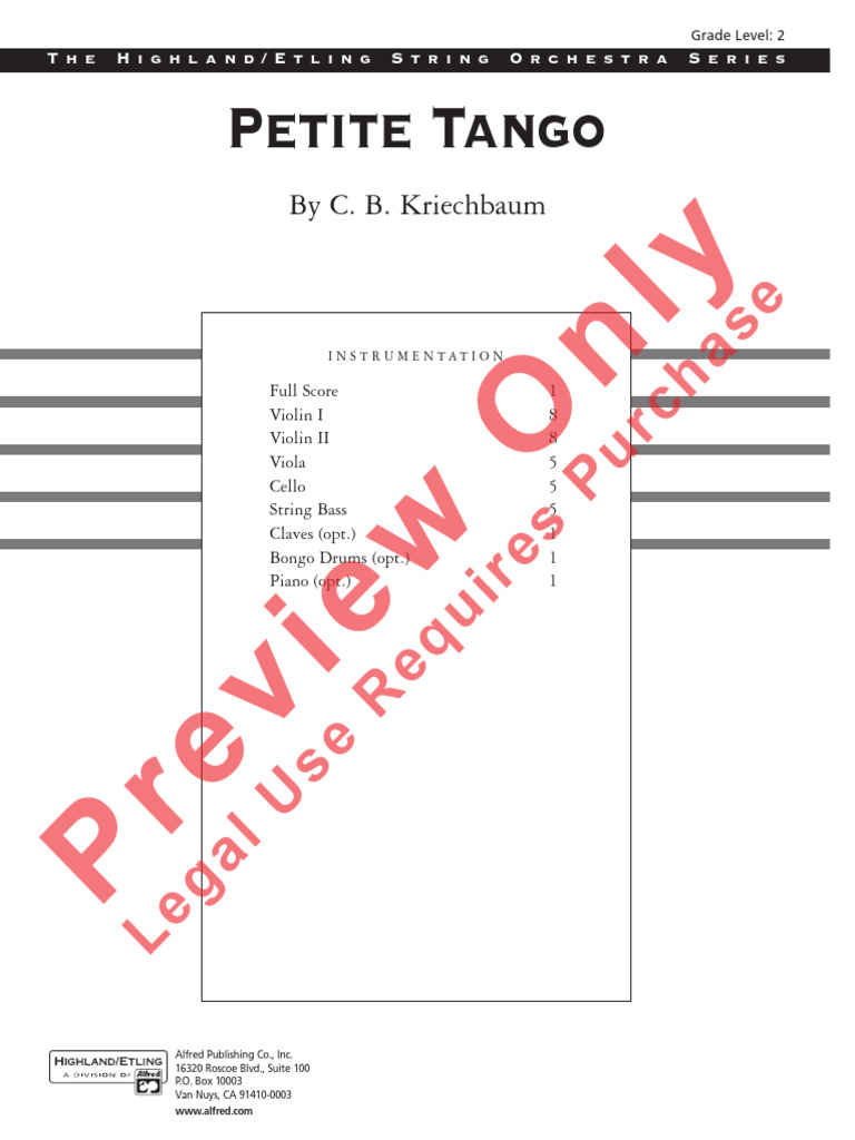 Petite Tango for String Orchestra | PDF | Chordophones | String Instruments