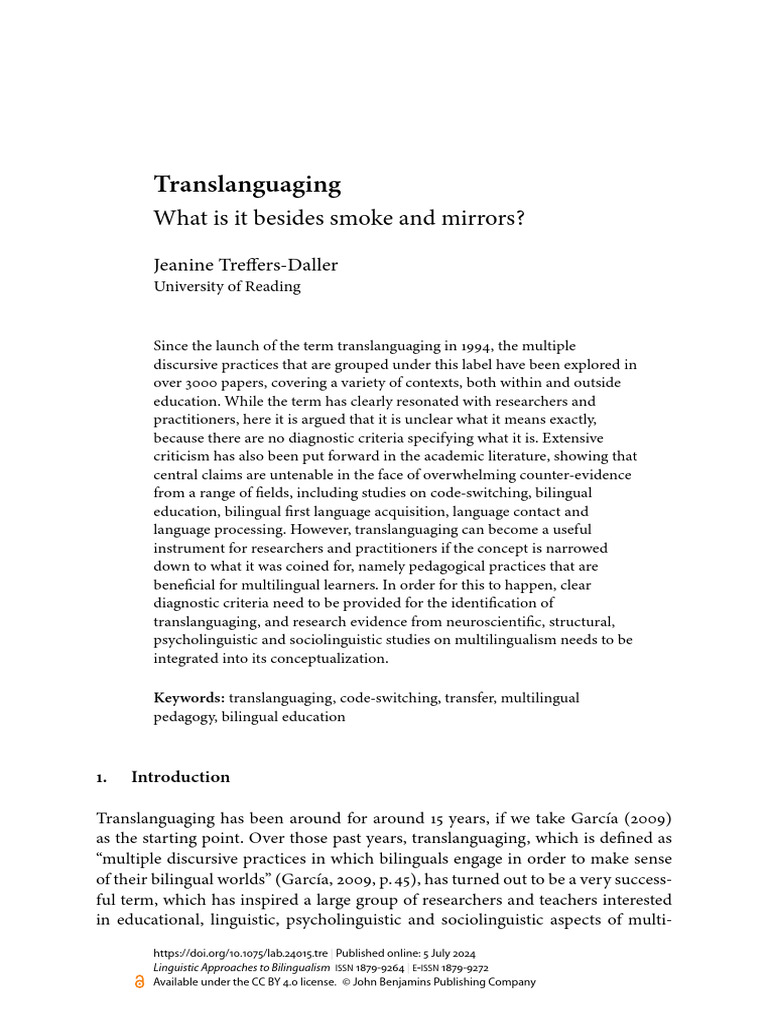 Understanding Translanguaging in Education | PDF | Multilingualism ...