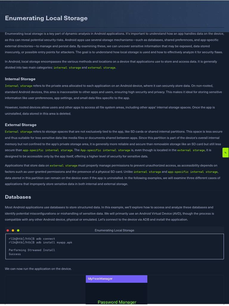 Analyzing Android Local Storage Security | PDF | Mobile App | Android ...