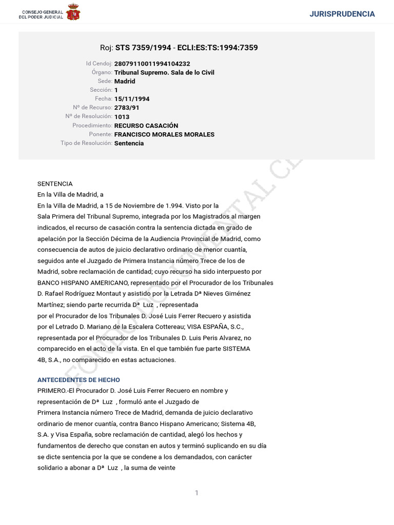 STS_7359_1994 deure mitigacio dany | PDF | Sentencia (ley) | Caso de ley