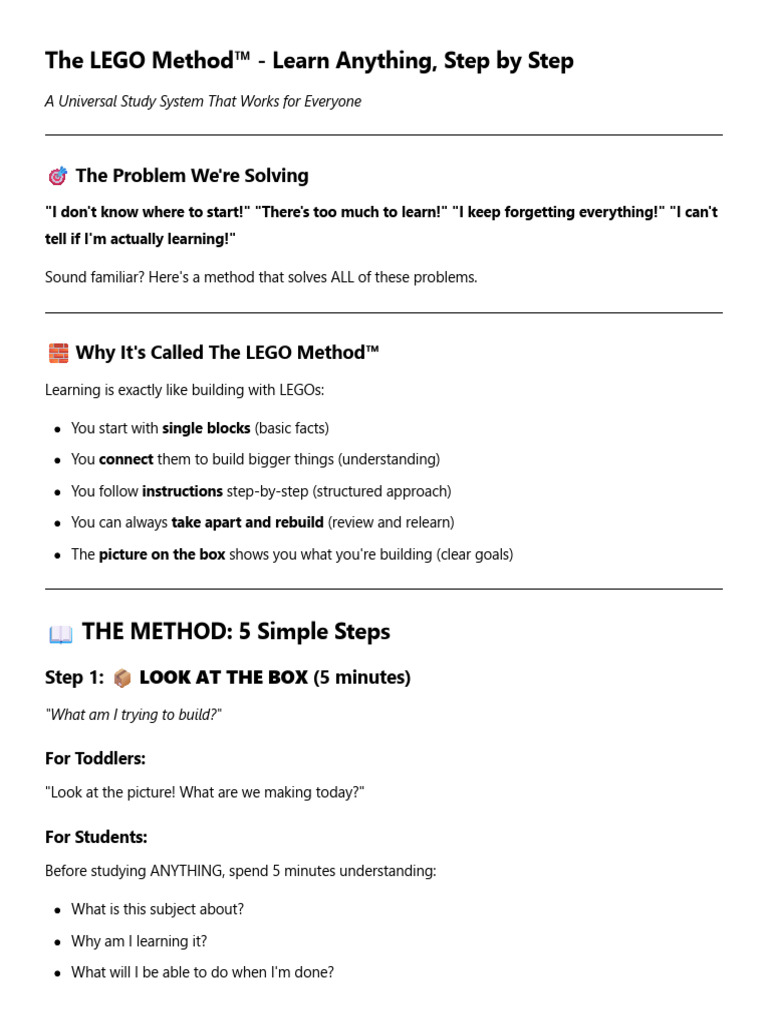 The LEGO Method™: Step-by-Step Learning | PDF | Memory | Password
