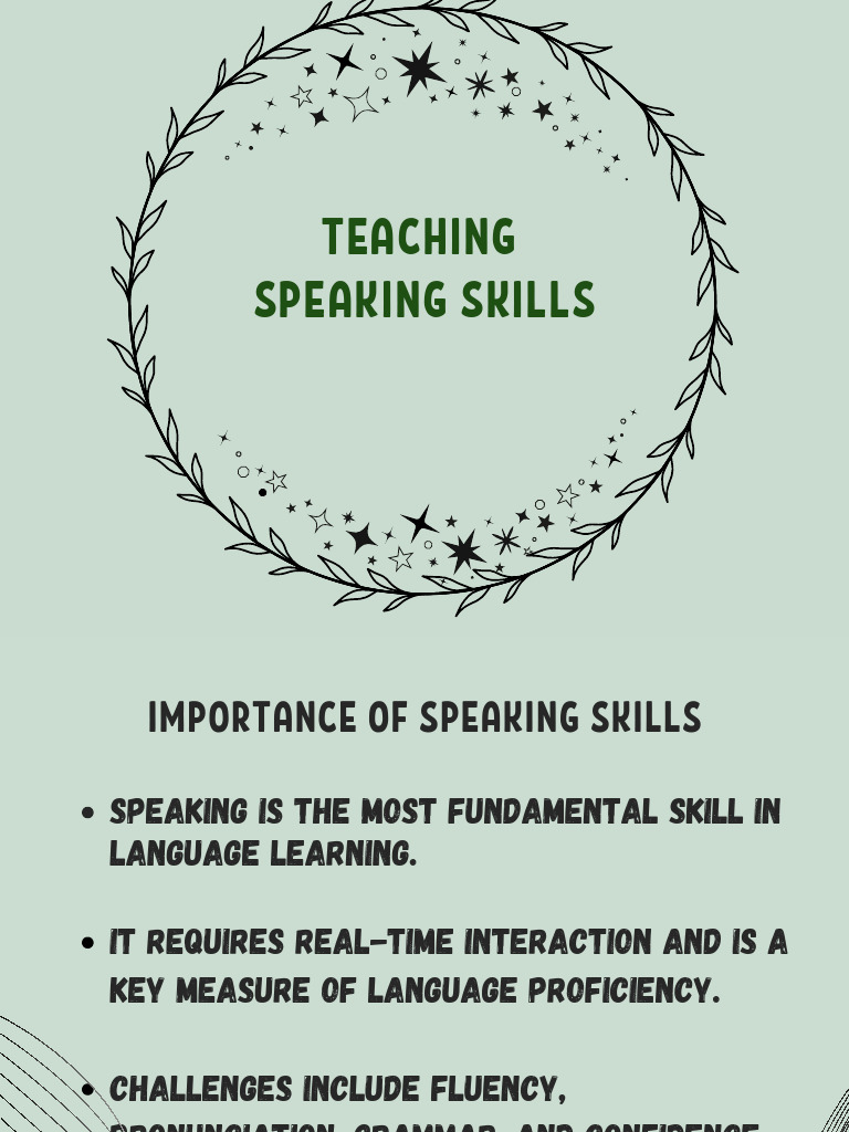 Teaching Speaking Skills | PDF
