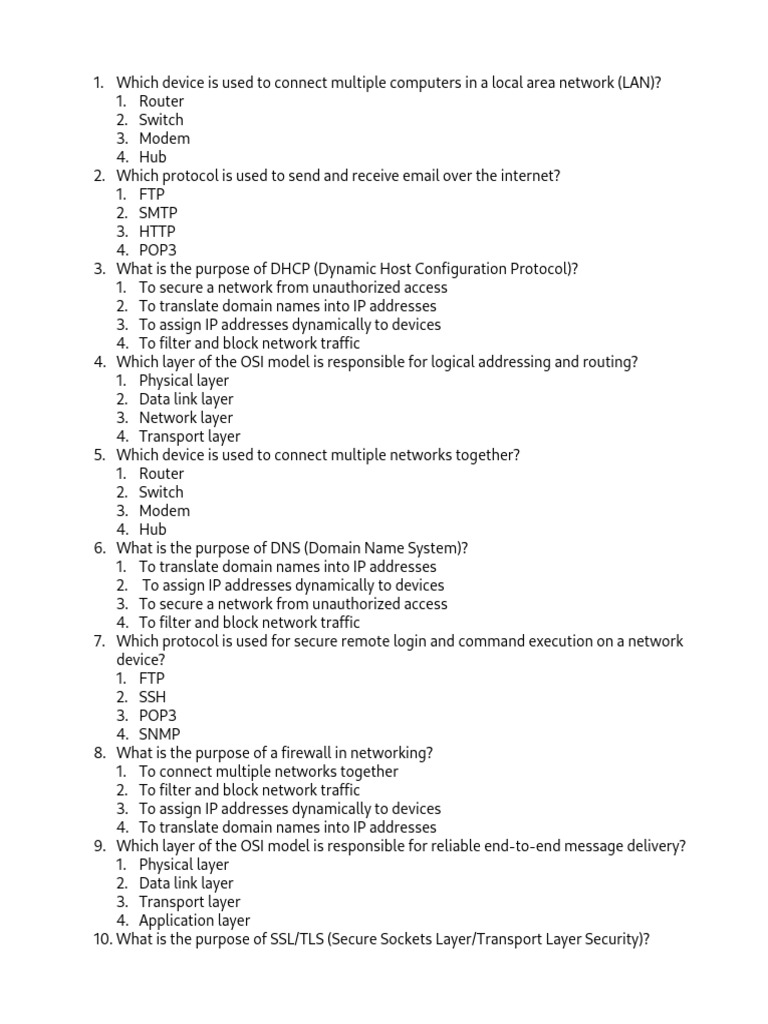 Networking Concepts and Protocols Quiz | PDF | Computer Network ...