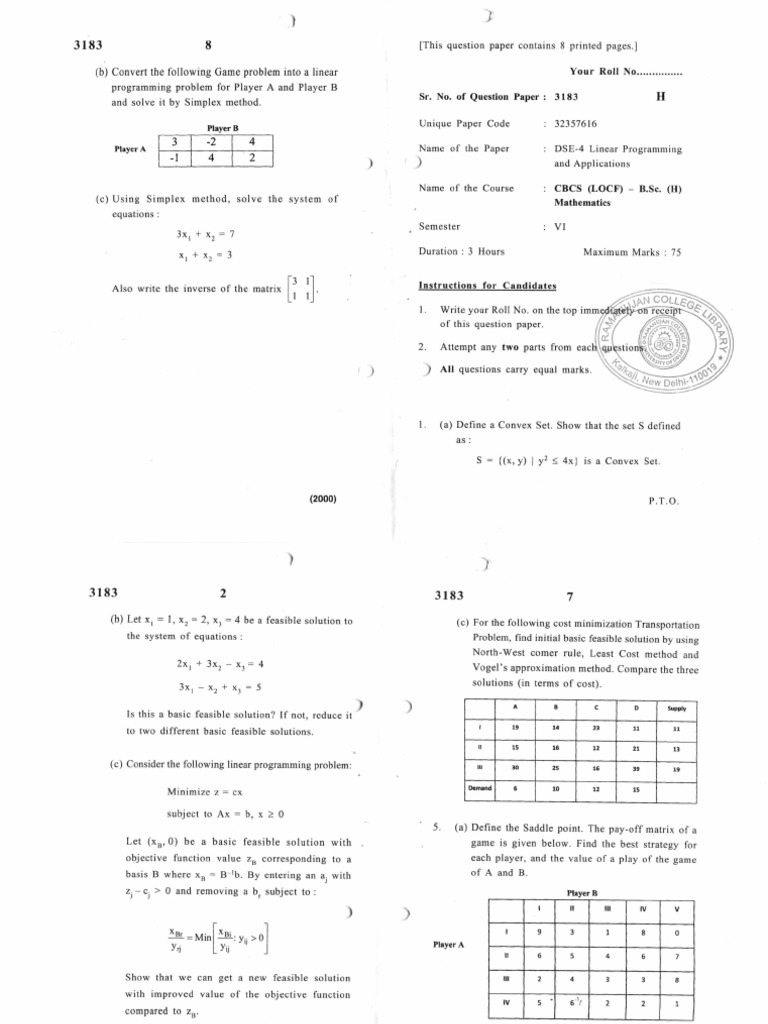 B. Sc. H Mathematics Lin D5vxEKH | PDF | Mathematical Optimization ...