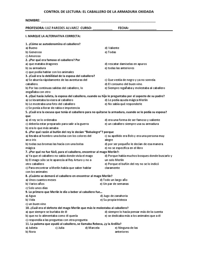 View Prueba Del Libro El Caballero De La Armadura Oxidada Pdf Background