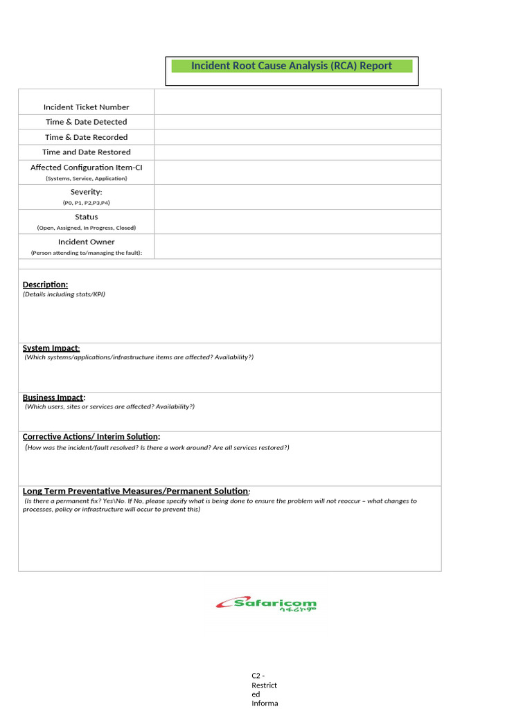 Incident RCA Report Template (1) | PDF