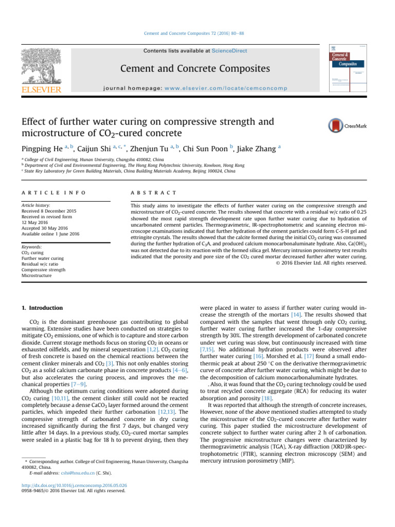 Water Curing Effects on CO2-Cured Concrete | PDF | Concrete | Cement