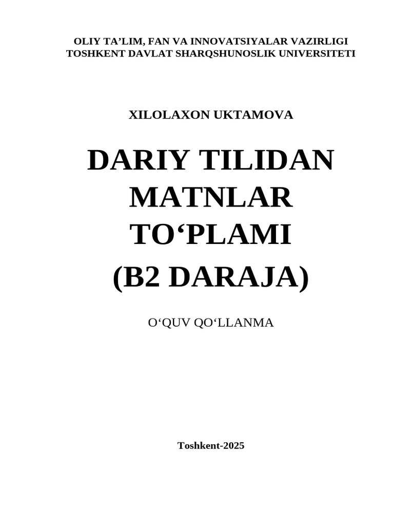 O'Quv Qo'Llanma B2 Matnlar | PDF
