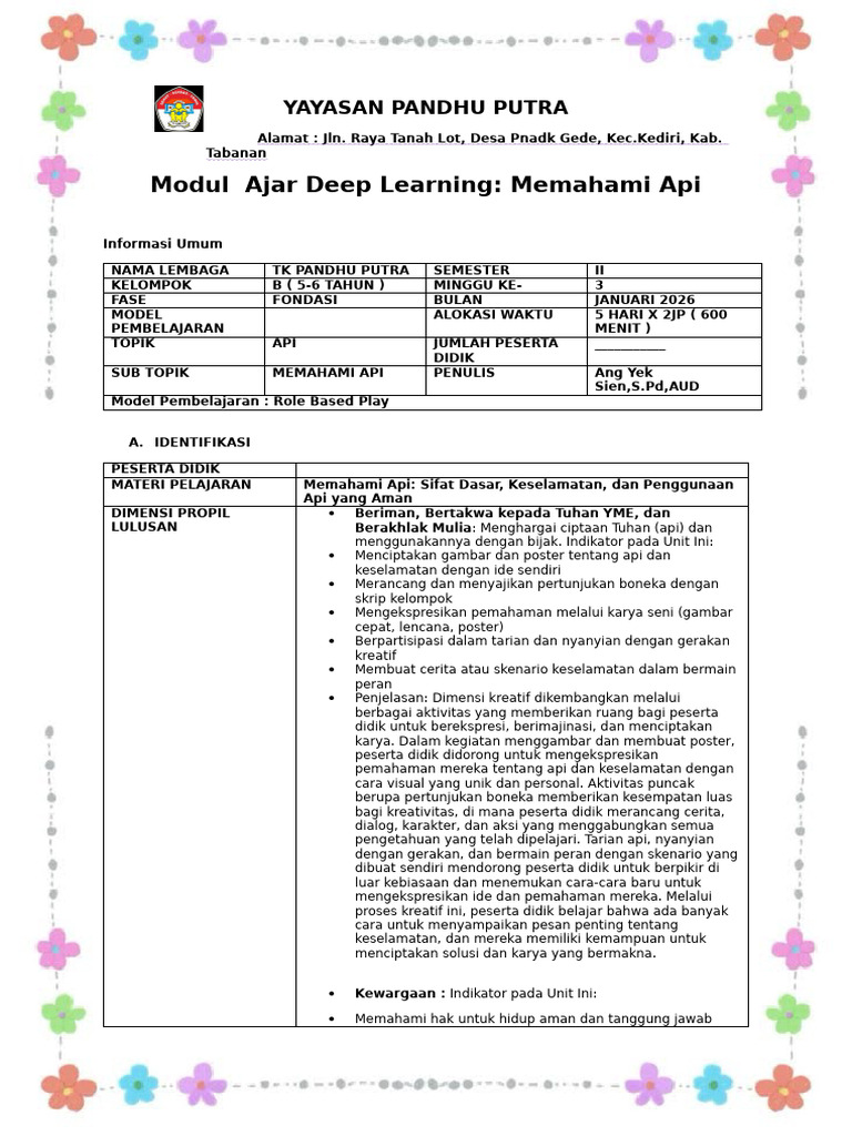 Modul Ajar Memahami Api untuk TK | PDF